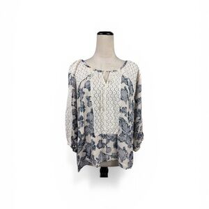 🆕 Free People blue moon river floral lace boho top size medium
